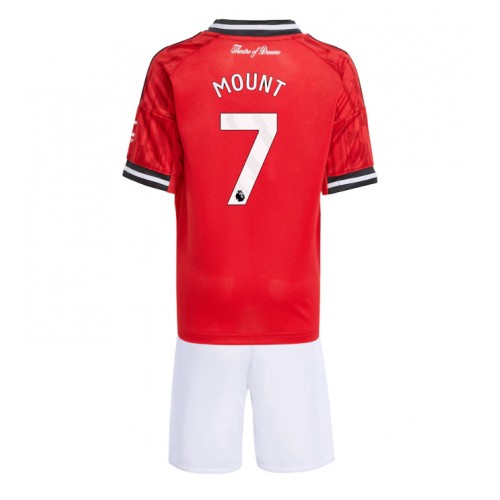 Manchester United Mason Mount #7 Primera Equipación Niños 2025-26 Manga Corta (+ Pantalones cortos)